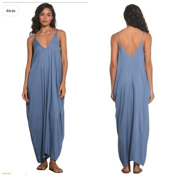 Elan - Sheer Double V-Neck Long Dress - Picture 1 of 7